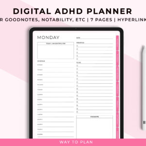 Digital ADHD planner. Daily weekly planner for iPad and Goodnotes