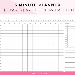 5 minute interval planner. Printable with 5 minute increments