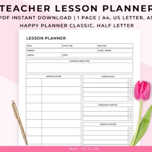 Teacher lesson planner 2024-2025 to prepare your lessons as a teacher ...