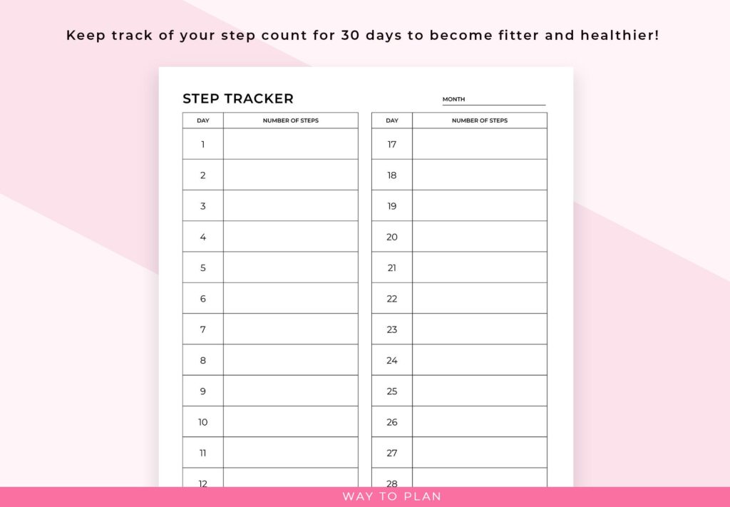 Count Step Progress Tracker Flower Printable step tracker to motivate yourself to move more by tracking ...