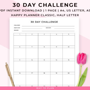 30 day challenge, 30 day habit challenge, goal setting challenge, goal progress