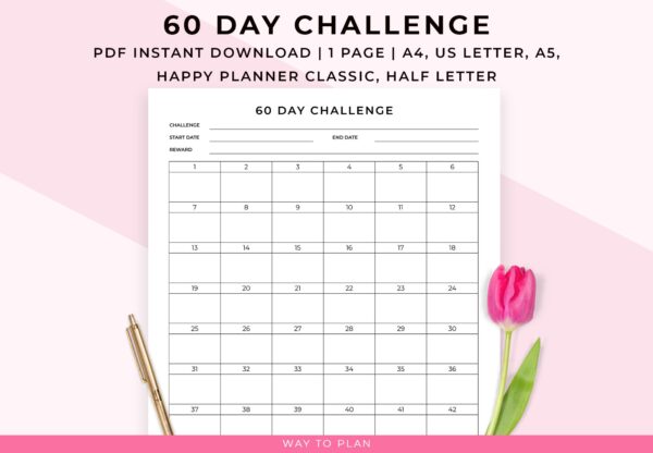 60 day challenge, 60 day habit challenge, goal setting challenge, goal progress, form new habits, break bad habits