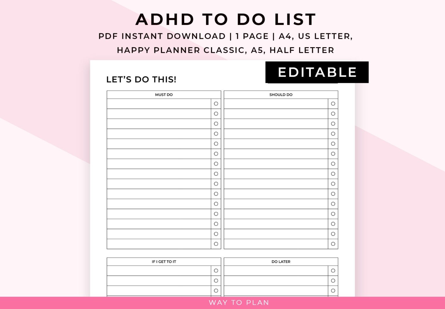 ADHD to do list printable to categorize and prioritize your to-dos to ...