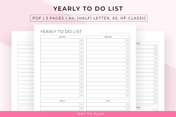 yearly to do list, annual to do list to help you keep track of your yearly to dos