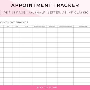 appointment tracker to keep track of your appointments and be prepared