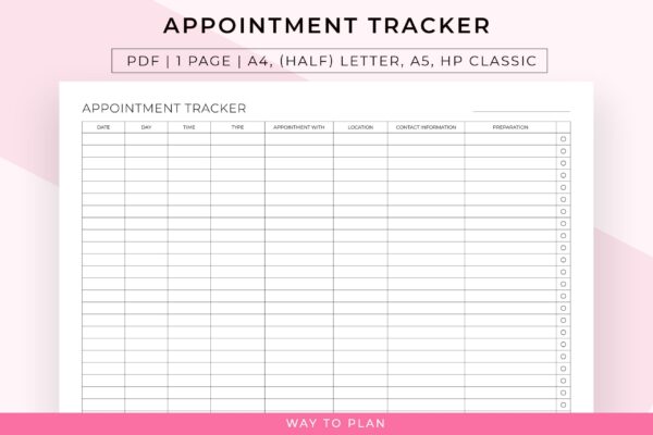 appointment tracker to keep track of your appointments and be prepared