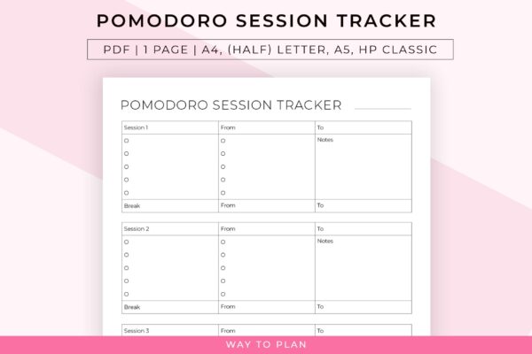 Pomodoro session tracker to keep track of your pomodoro sessions