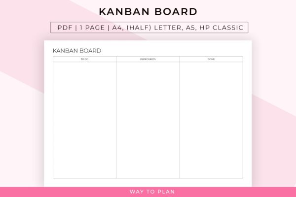 Kanban board printable to track the progress of your to-dos!
