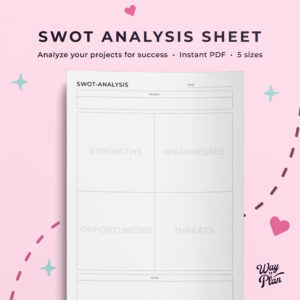 SWOT Analysis Planner – Printable Worksheet for Business & Goals
