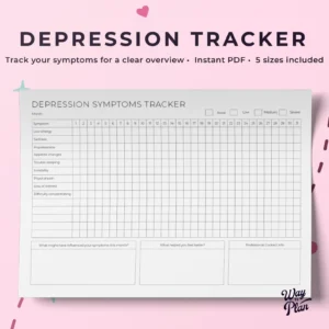 Depression Symptoms Tracker | Mental Health planner | Daily Mood Log