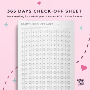 One Year check-off Sheet (365 days)
