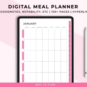Digital meal planner for goodnotes | meal planner for iPad
