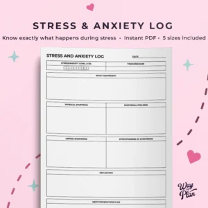 Stress and Anxiety Relief Tracker Printable | Mental Health & Mindfulness Journal