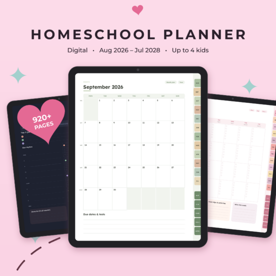 Digital Homeschool Planner 2026-2028 | Hyperlinked GoodNotes Homeschool Lesson Planner with Record Keeping
