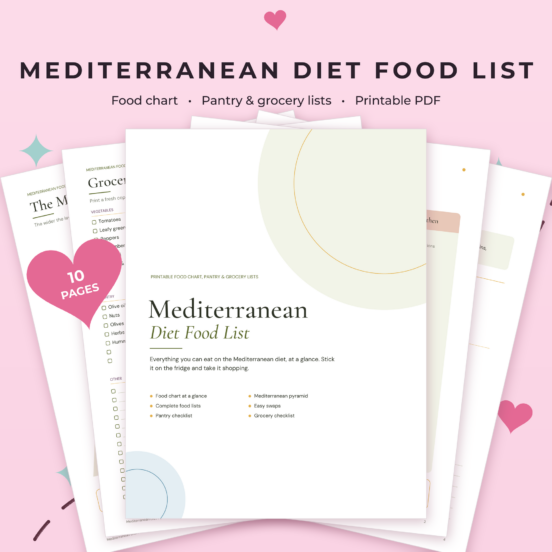 Mediterranean Diet Food List Printable | Mediterranean Food Chart, Pantry & Grocery List