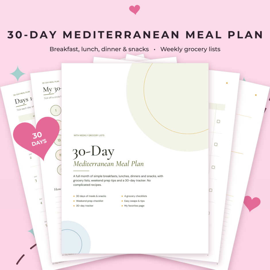 30-Day Mediterranean Meal Plan Printable with Grocery Lists | Way To Plan