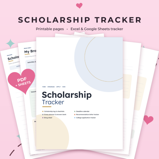 Scholarship Tracker Printable & Google Sheets | College Application Tracker, Scholarship Planner & Deadline Log