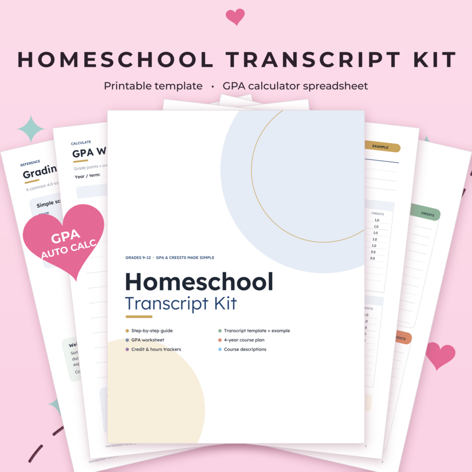 Homeschool Transcript Template & GPA Calculator
