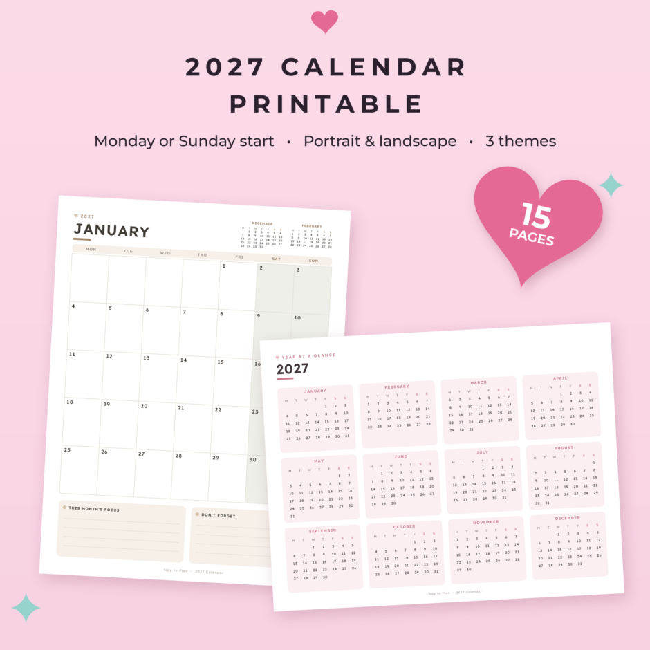 2027 Calendar Printable