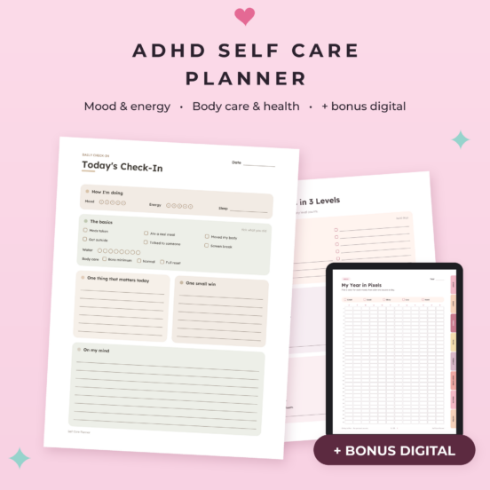 Self Care Planner Printable | Mental Health Planner, Mood Tracker, Wellness Journal, Health Tracker, Body Care Routine, Printable & Digital
