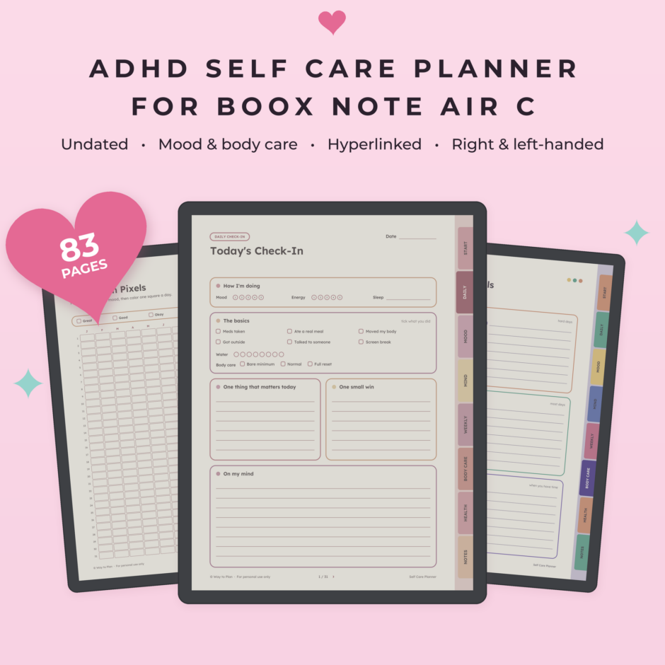 Self Care Planner for Boox Note Air C