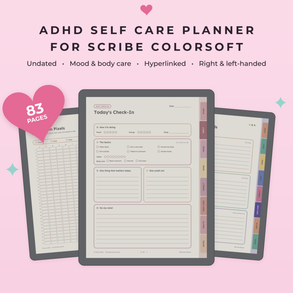 Self Care Planner for Kindle Scribe Colorsoft