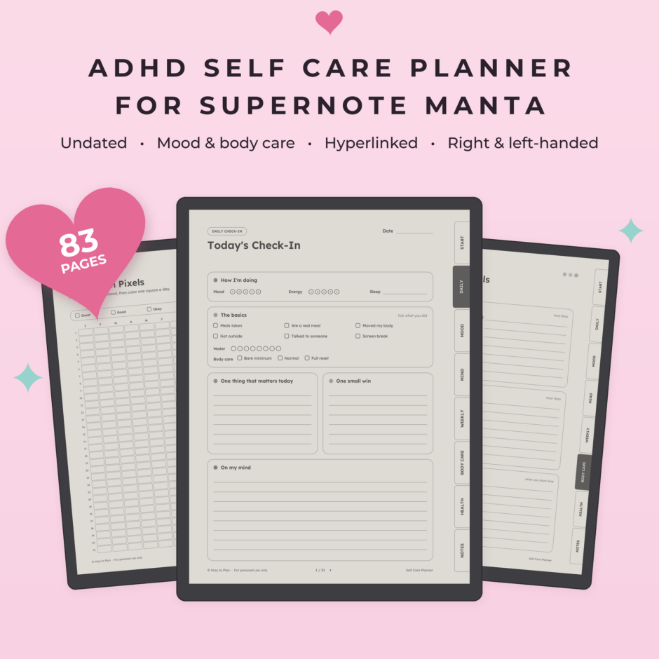 Self Care Planner for Supernote Manta