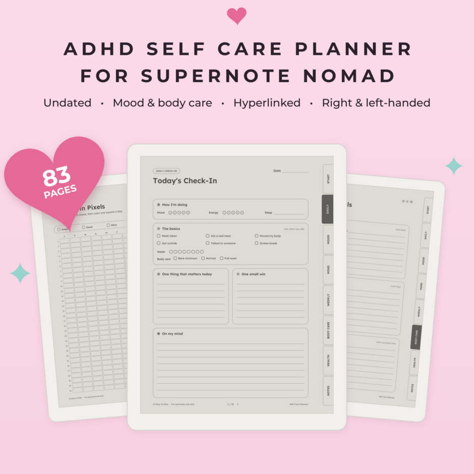 Self Care Planner for Supernote Nomad