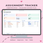 Google Sheets Assignment Tracker | Excel Spreadsheet with Due Date Countdown & Weighted Grades