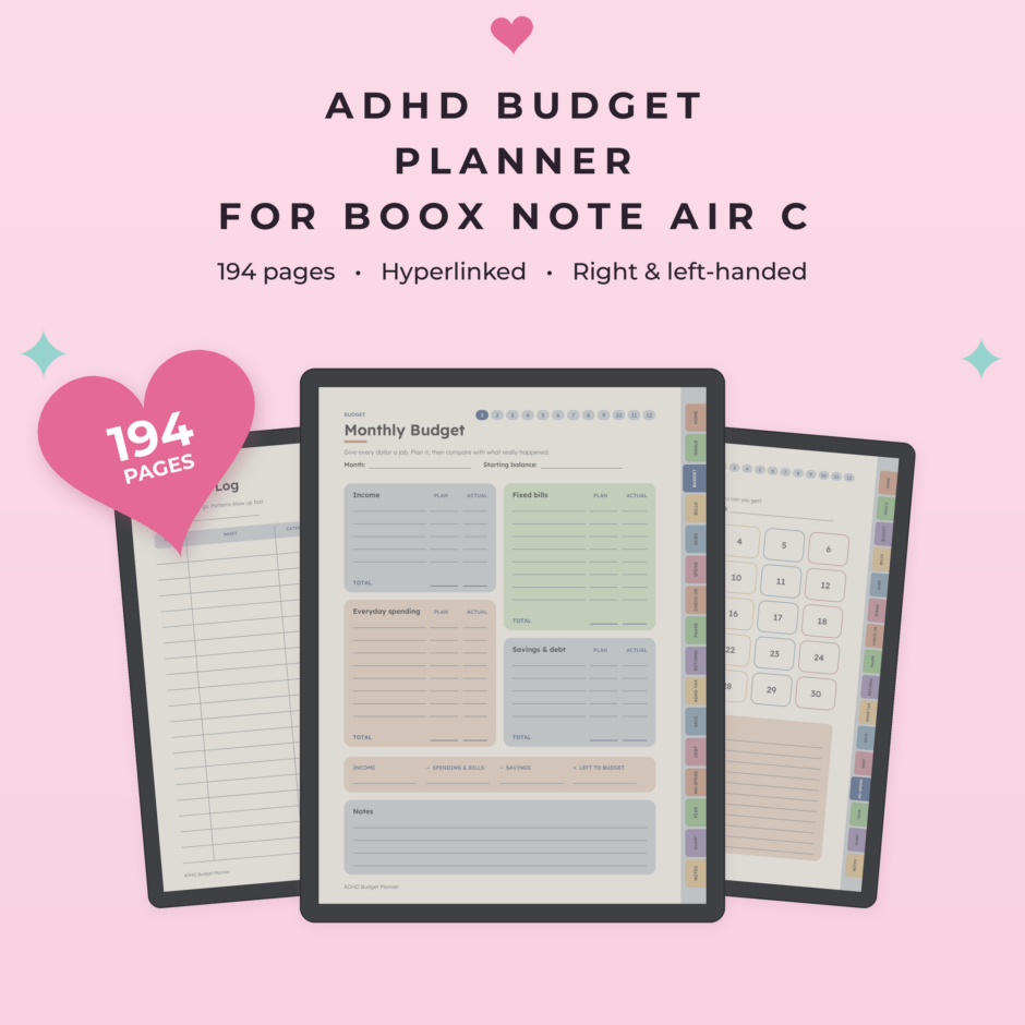 ADHD Budget Planner for Boox Note Air C