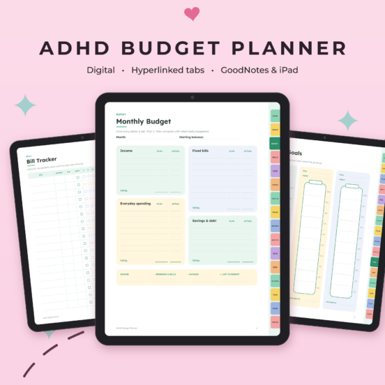 ADHD Budget Planner Digital | Hyperlinked Budget Tracker for GoodNotes & iPad