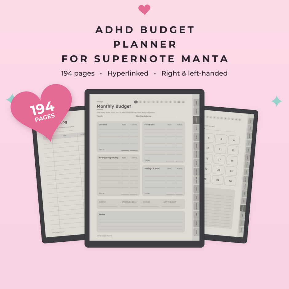 ADHD Budget Planner for Supernote Manta