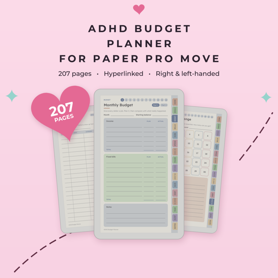 ADHD Budget Planner for reMarkable Paper Pro Move