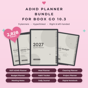 ADHD Planner Bundle for Boox Go 10.3 | 9 Hyperlinked E-Ink Planners, Left & Right Handed