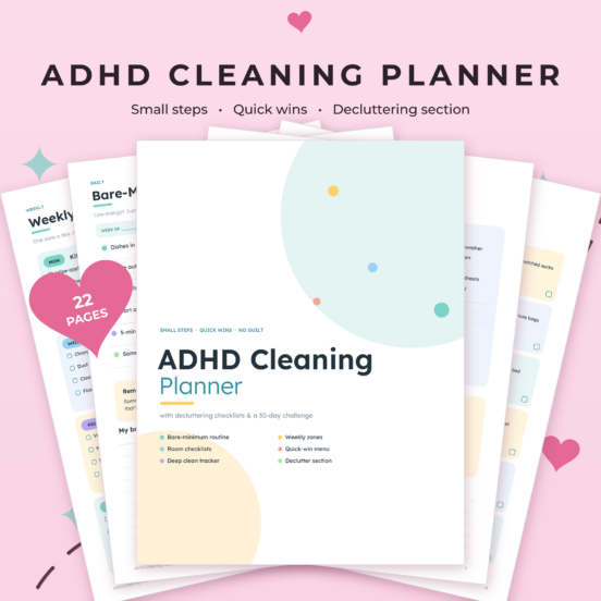 ADHD Cleaning Planner Printable | Cleaning Schedule, Room Checklists & 30-Day Declutter Challenge