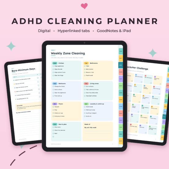 ADHD Cleaning Planner Digital | Hyperlinked Cleaning Schedule & Declutter Planner for GoodNotes & iPad