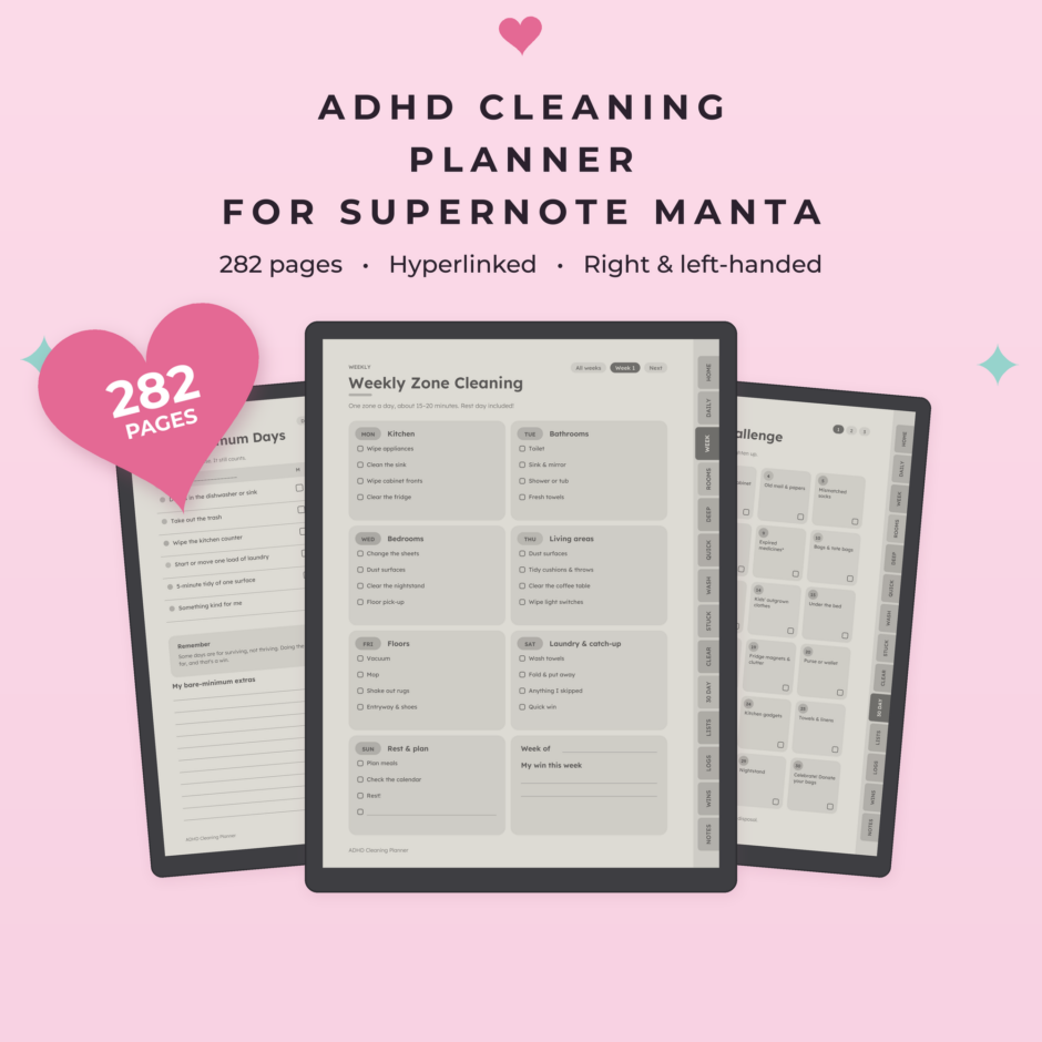 ADHD Cleaning Planner for Supernote Manta