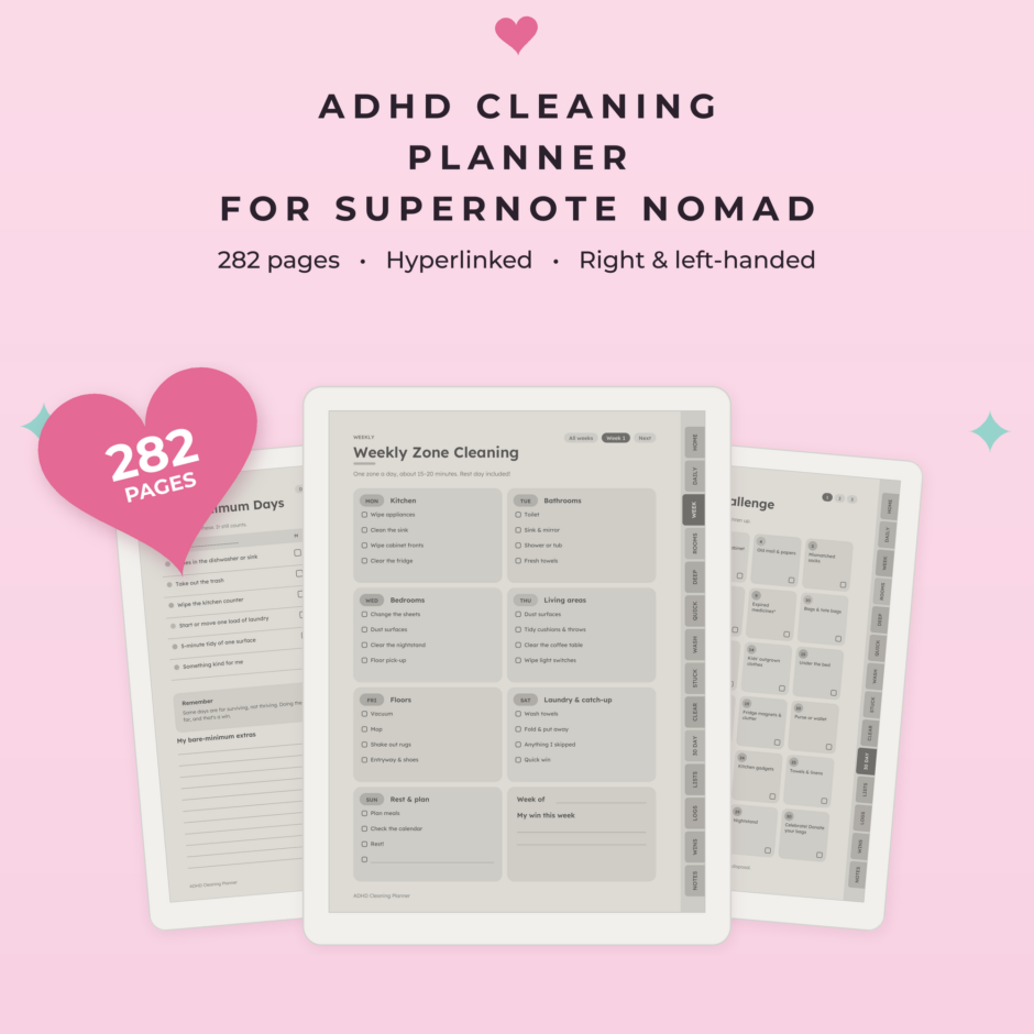 ADHD Cleaning Planner for Supernote Nomad - Main