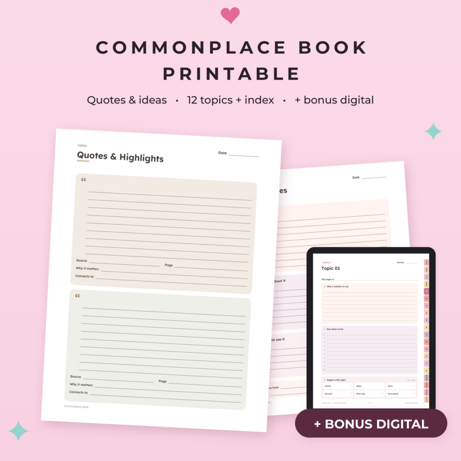 Commonplace Book Printable