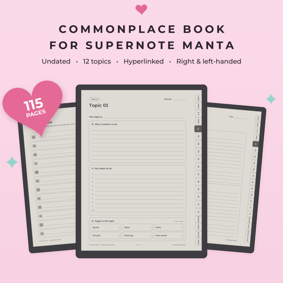 Commonplace Book for Supernote Manta