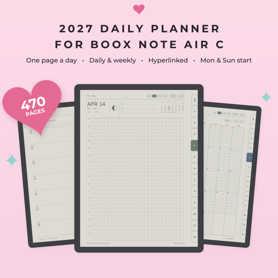 2027 Daily Planner for Boox Note Air C