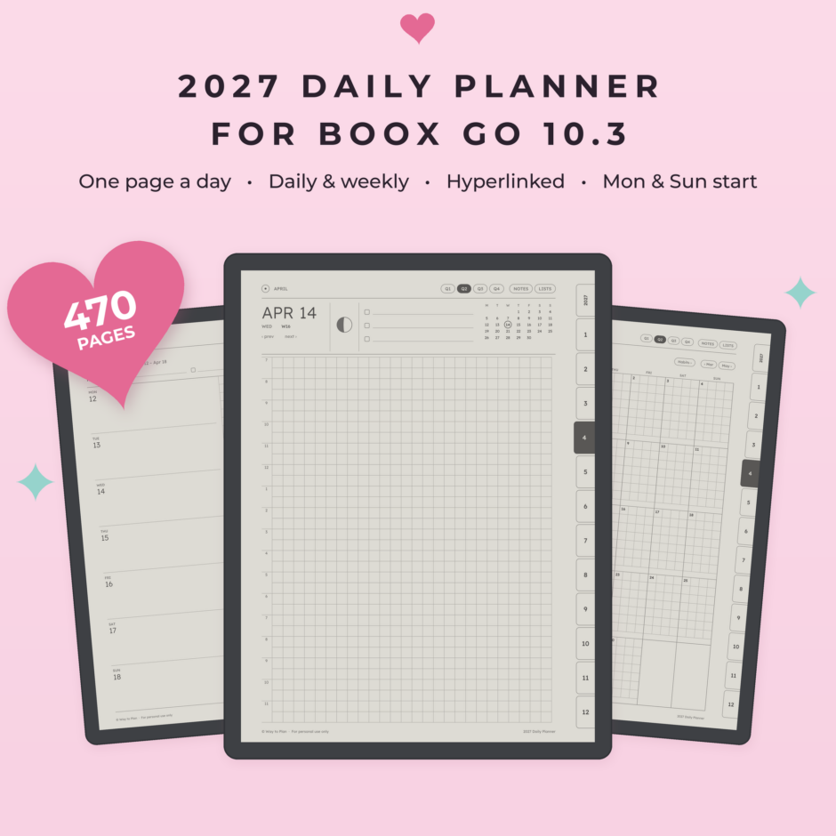 2027 Daily Planner for Boox Go 10.3