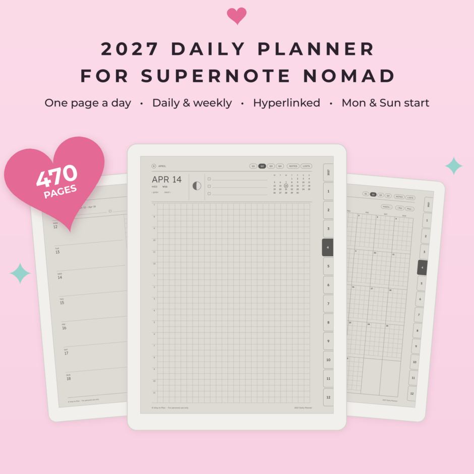 2027 Daily Planner for Supernote Nomad