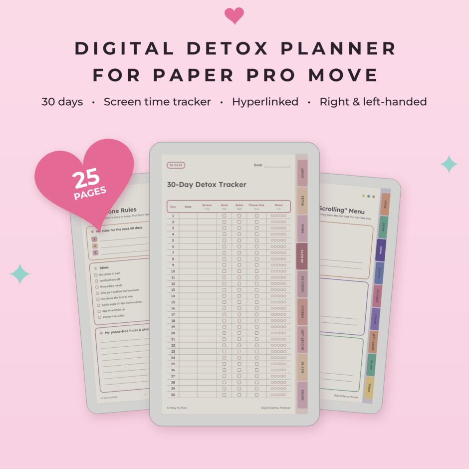Digital Detox Planner for reMarkable Paper Pro Move