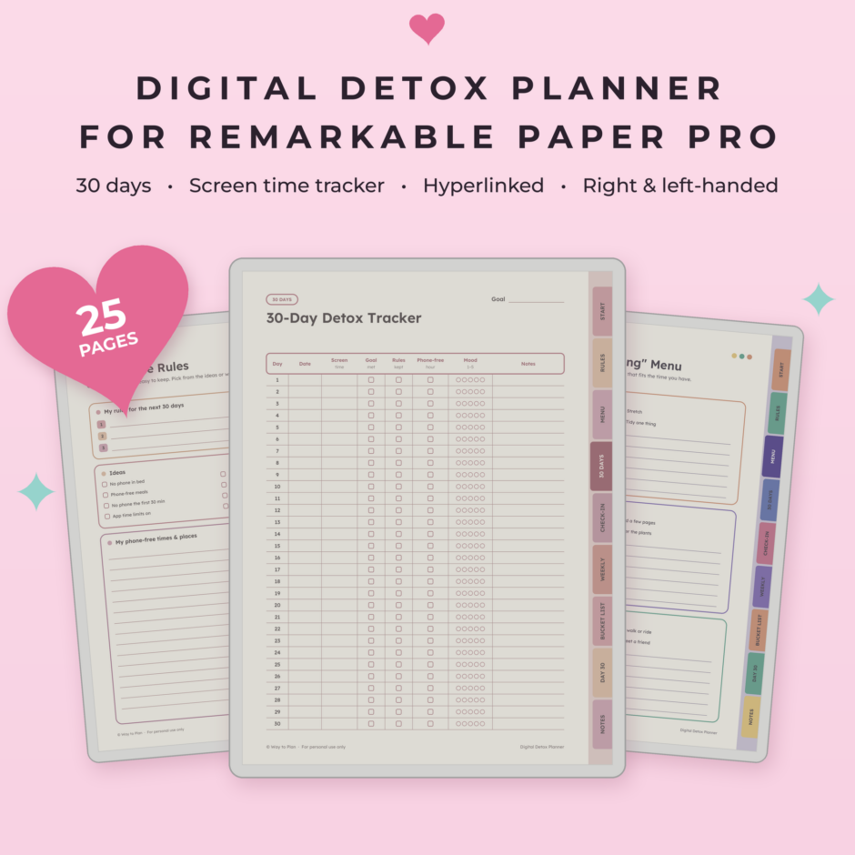 Digital Detox Planner for reMarkable Paper Pro