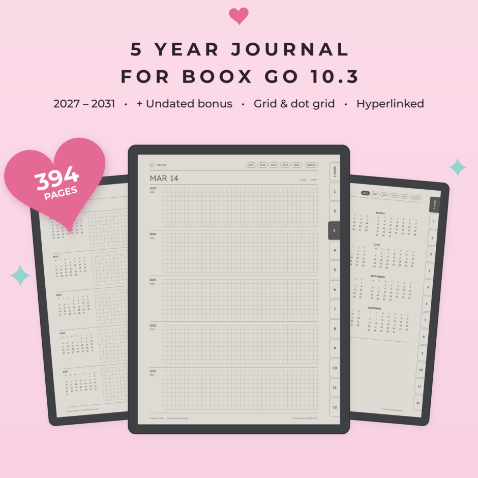 5 Year Journal 2027-2031 for Boox Go 10.3