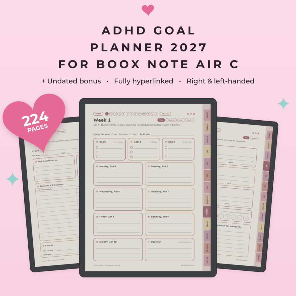 ADHD Goal Planner 2027 for Boox Note Air C
