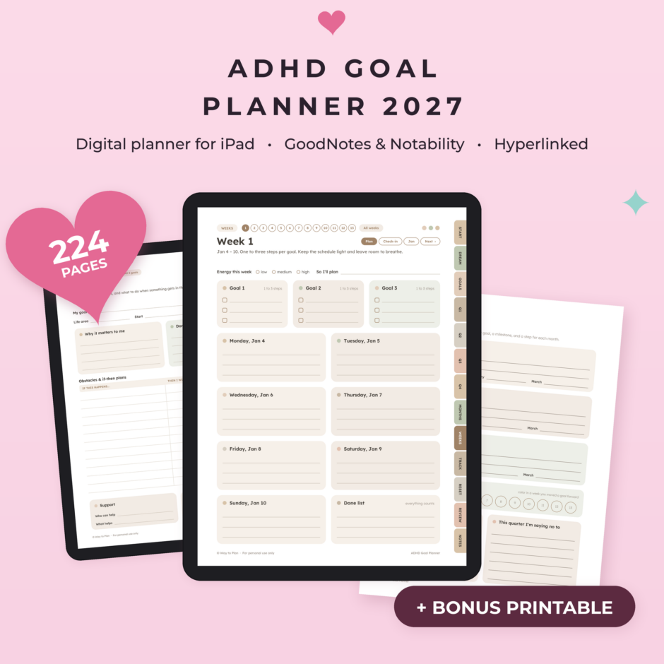 Digital ADHD Goal Planner 2027