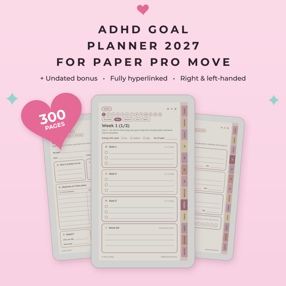 ADHD Goal Planner 2027 for reMarkable Paper Pro Move