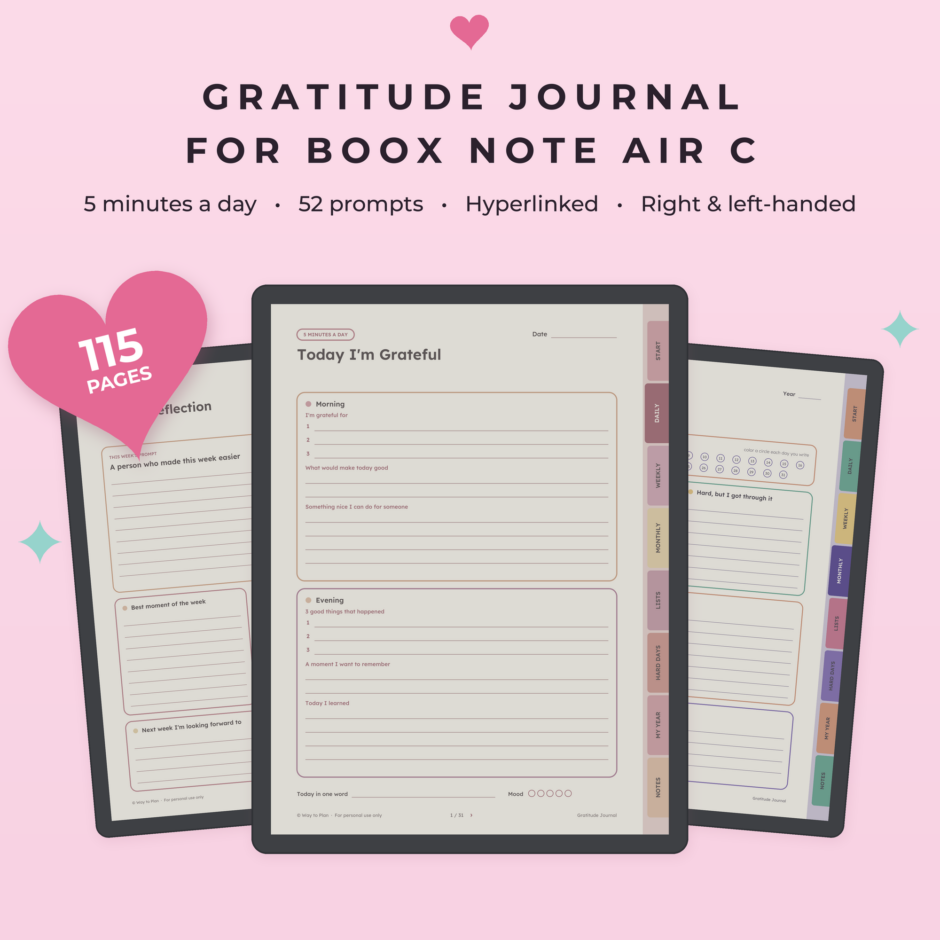 Gratitude Journal for Boox Note Air C